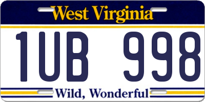 WV license plate 1UB998