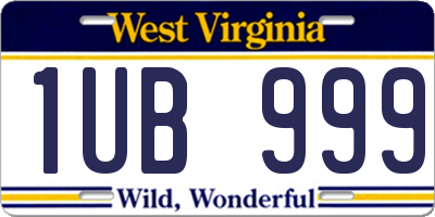 WV license plate 1UB999