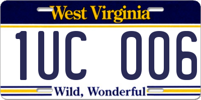 WV license plate 1UC006
