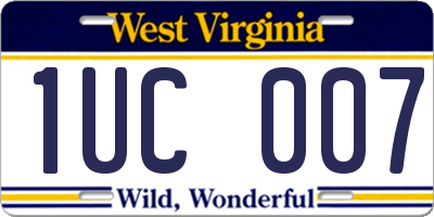 WV license plate 1UC007