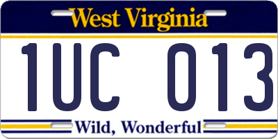 WV license plate 1UC013