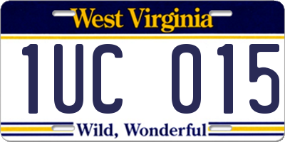 WV license plate 1UC015