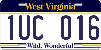 WV license plate 1UC016