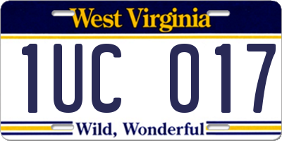 WV license plate 1UC017