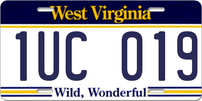 WV license plate 1UC019