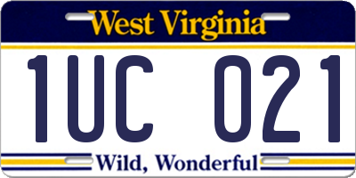 WV license plate 1UC021