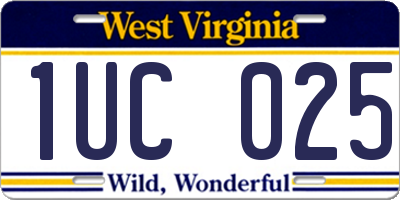 WV license plate 1UC025