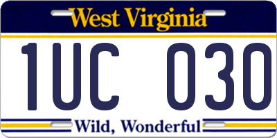 WV license plate 1UC030