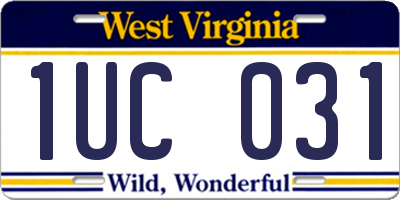 WV license plate 1UC031