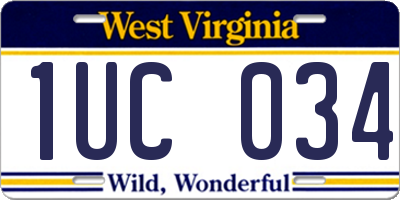 WV license plate 1UC034