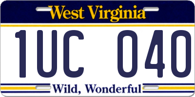 WV license plate 1UC040