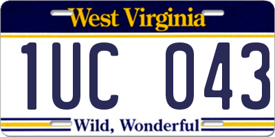 WV license plate 1UC043