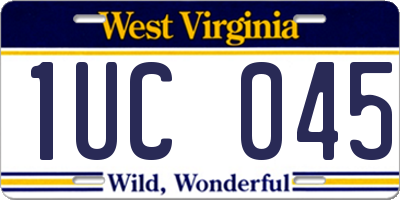 WV license plate 1UC045