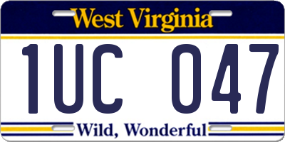 WV license plate 1UC047