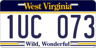 WV license plate 1UC073
