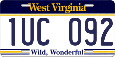 WV license plate 1UC092