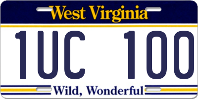 WV license plate 1UC100