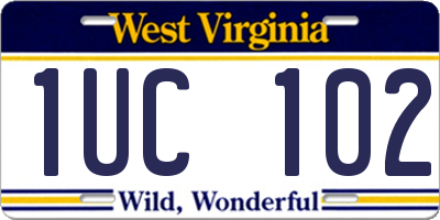 WV license plate 1UC102
