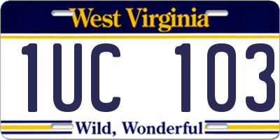 WV license plate 1UC103