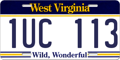 WV license plate 1UC113