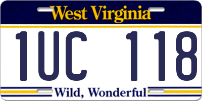 WV license plate 1UC118