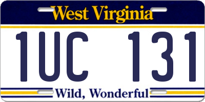 WV license plate 1UC131