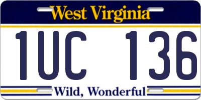 WV license plate 1UC136