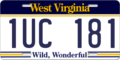 WV license plate 1UC181