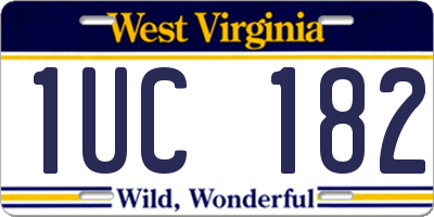 WV license plate 1UC182