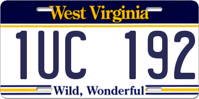 WV license plate 1UC192
