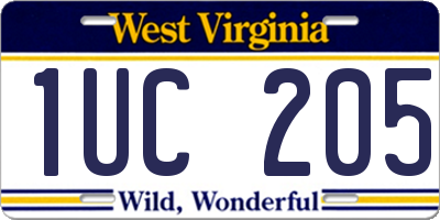 WV license plate 1UC205