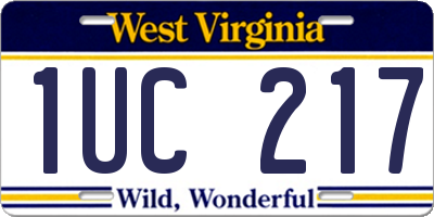 WV license plate 1UC217