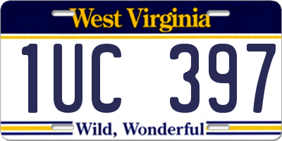 WV license plate 1UC397