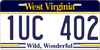 WV license plate 1UC402