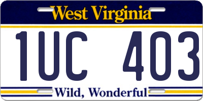 WV license plate 1UC403