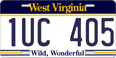 WV license plate 1UC405