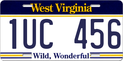 WV license plate 1UC456