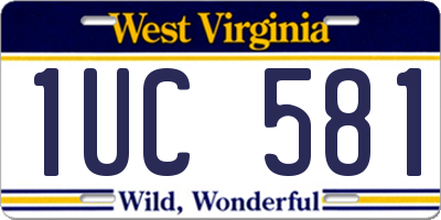 WV license plate 1UC581