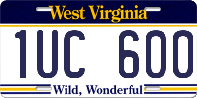 WV license plate 1UC600