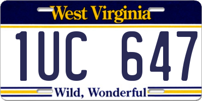 WV license plate 1UC647