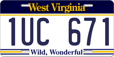 WV license plate 1UC671