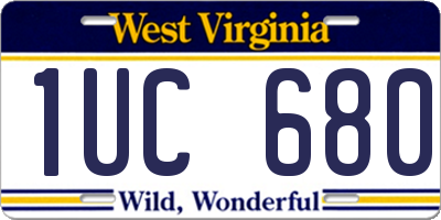 WV license plate 1UC680