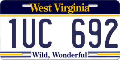 WV license plate 1UC692