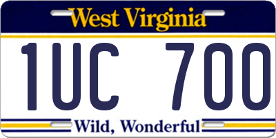 WV license plate 1UC700