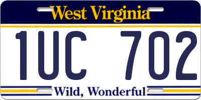 WV license plate 1UC702