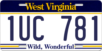 WV license plate 1UC781