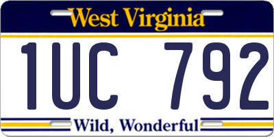 WV license plate 1UC792