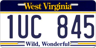 WV license plate 1UC845