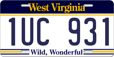 WV license plate 1UC931