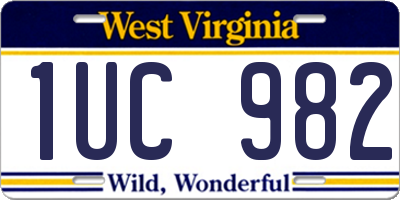 WV license plate 1UC982